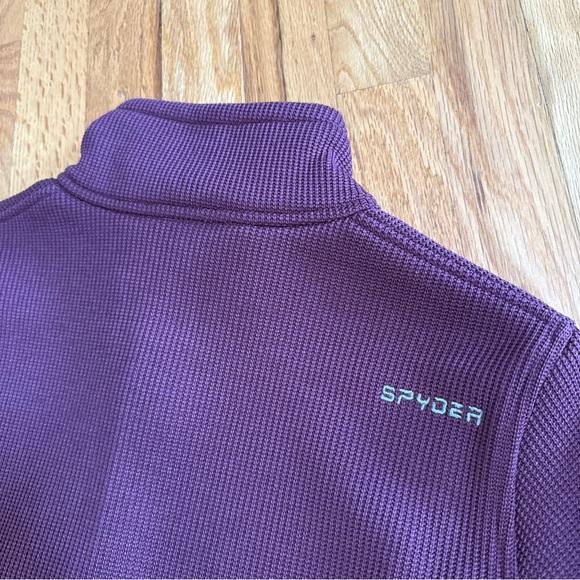 SPYDER Cable Knit Women's Maroon Sweater Jacket Full Zip, Size Medium - Picture 9 of 10